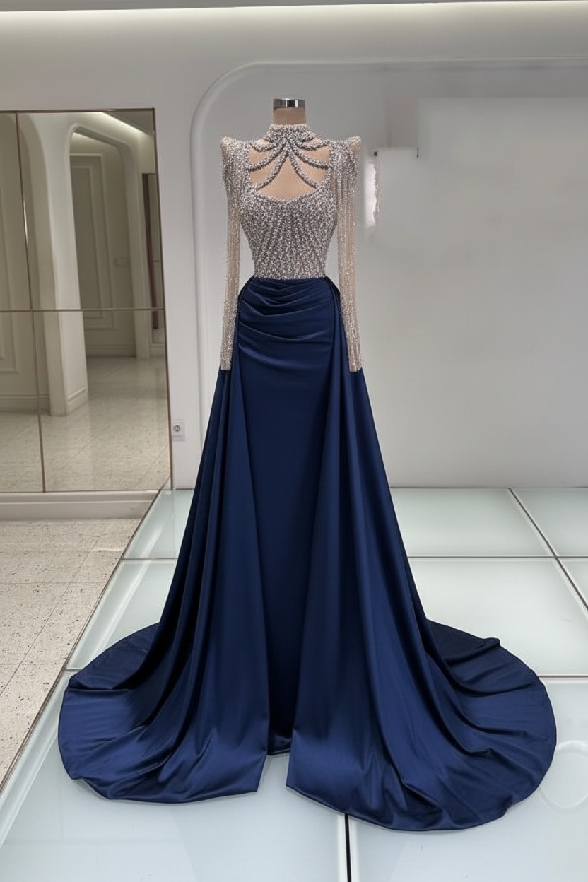 Schwarzes Abendkleid Lang Mit Ärmel Ballkleider Abiballkleider Online