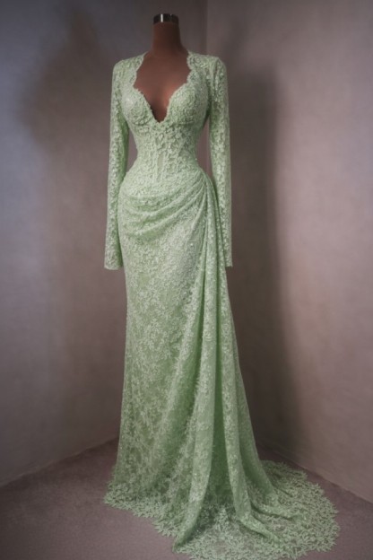 Elegante Abendkleider Lang Himmer Blau Ballkleider mit Ärmel