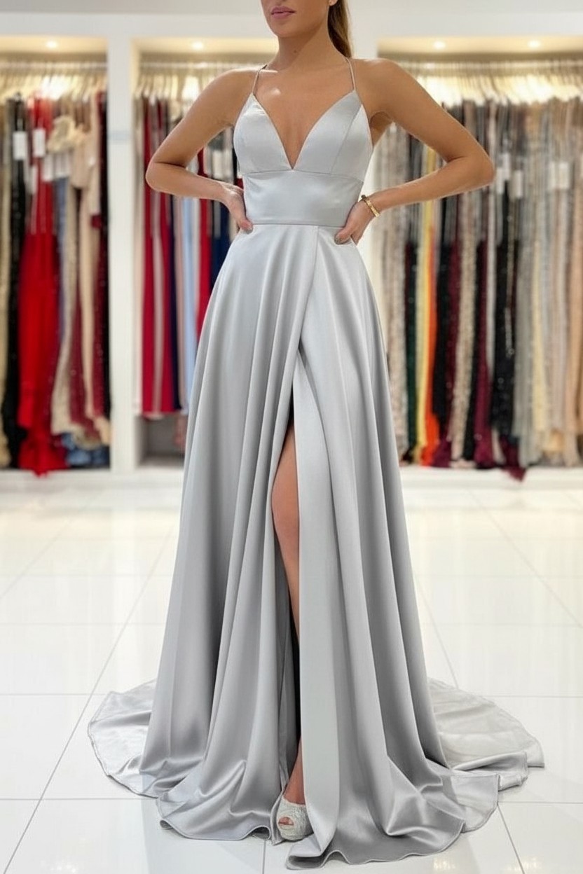 Schlichtes Abendkleid König Blau | Abiballkleider Lang Günstig