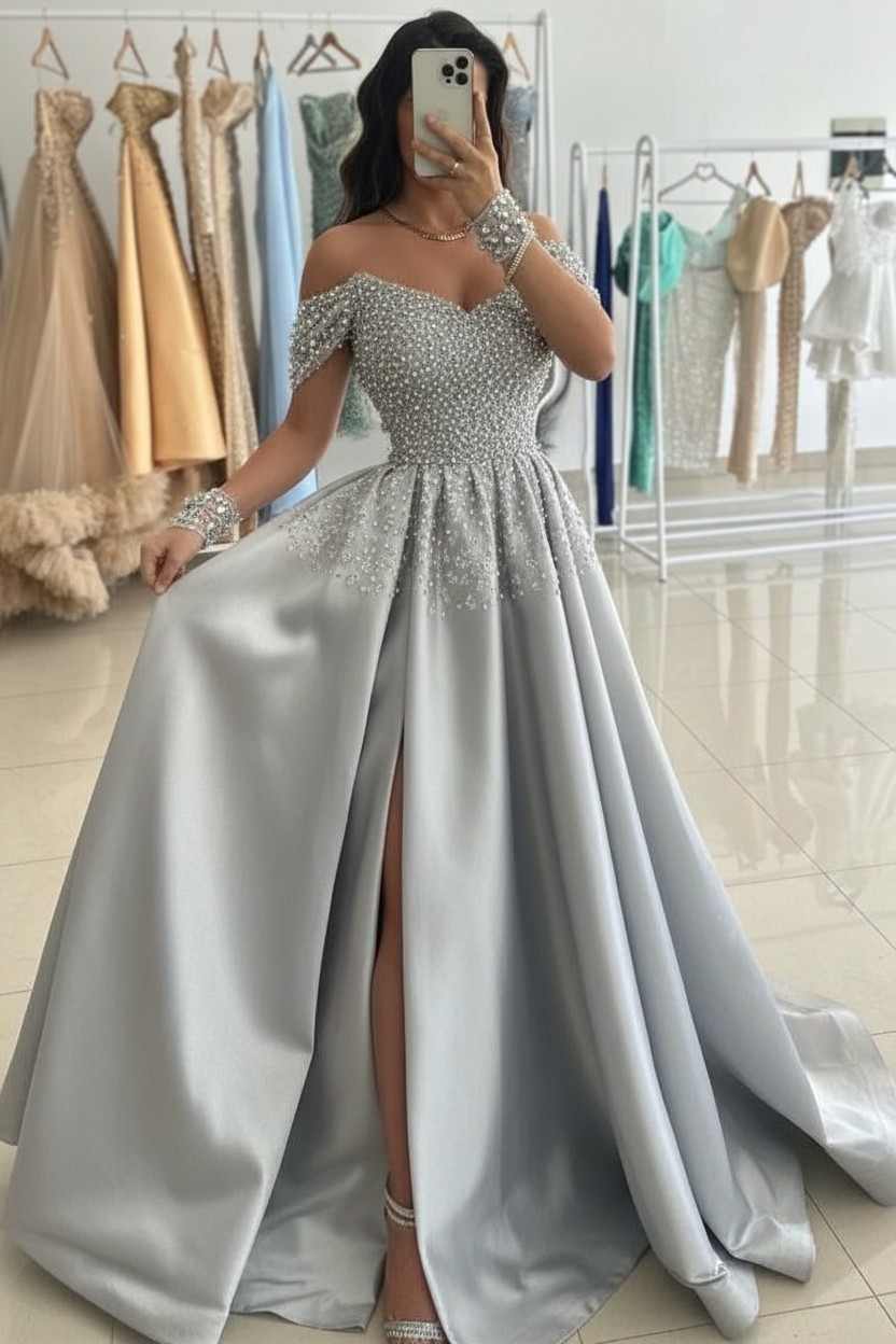 Grüne Abendkleider Lang Glitzer Ballkleider Abiballkleider Online