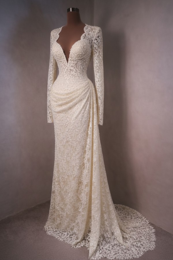 Elegante Abendkleider Lang Himmer Blau Ballkleider mit Ärmel