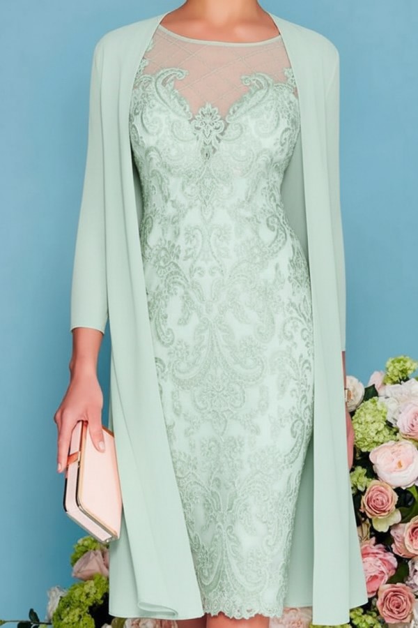 Designer Brautmutterkleider Rosa | 2 Teilige Spitze Kleider Brautmutter