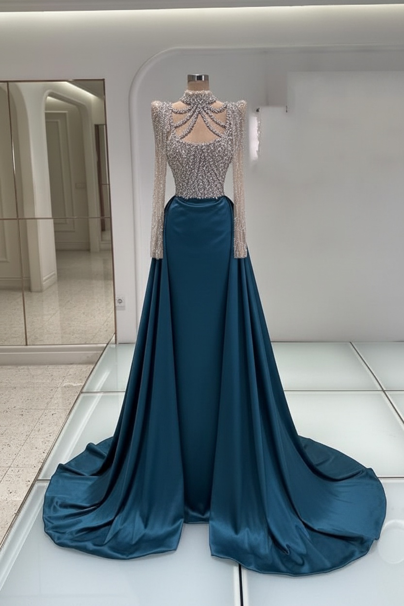 Schwarzes Abendkleid Lang Mit Ärmel Ballkleider Abiballkleider Online