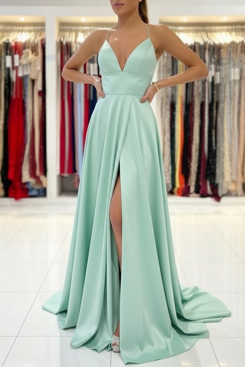 Schlichtes Abendkleid König Blau | Abiballkleider Lang Günstig