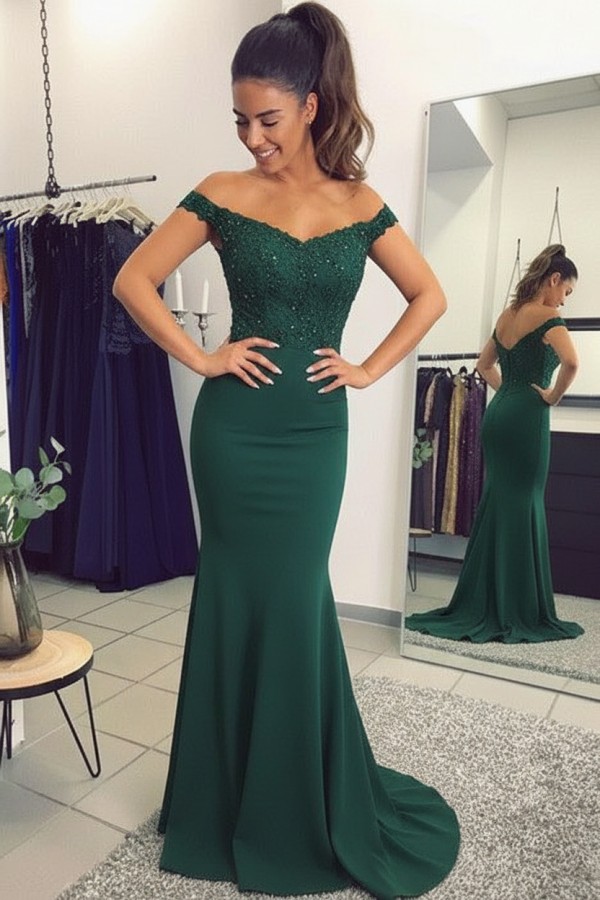 Navy Blau Spitze Abendkleid Abiballkleider | Abendkleider Lang Günstig Meerjungfrau