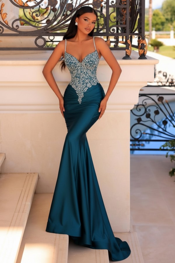 Elegante Abendkleider Grün | Abiballkleider mit Glitzer