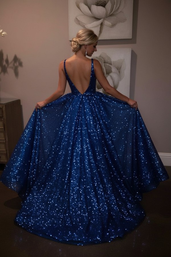 Elegante Abendkleider Lang Weiß Pailletten A Line Abiballkleider Günstig Online