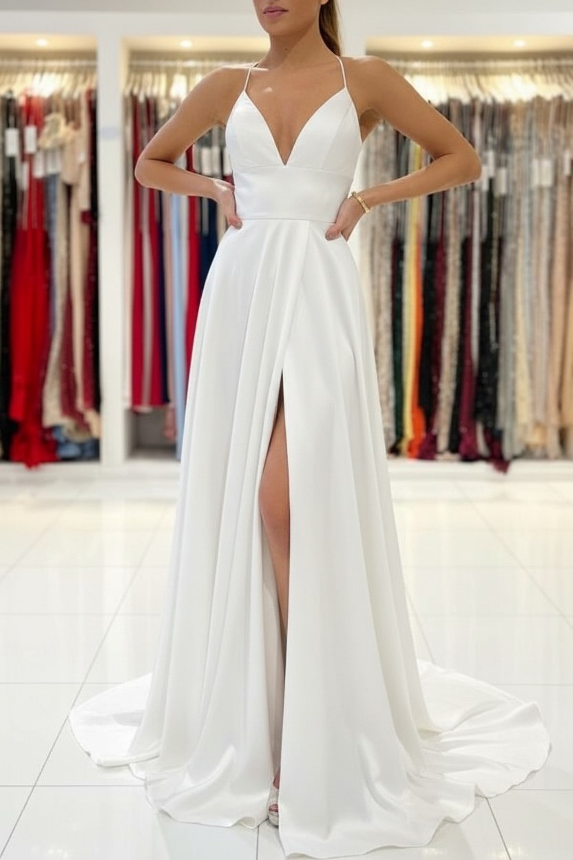 Schlichtes Abendkleid König Blau | Abiballkleider Lang Günstig