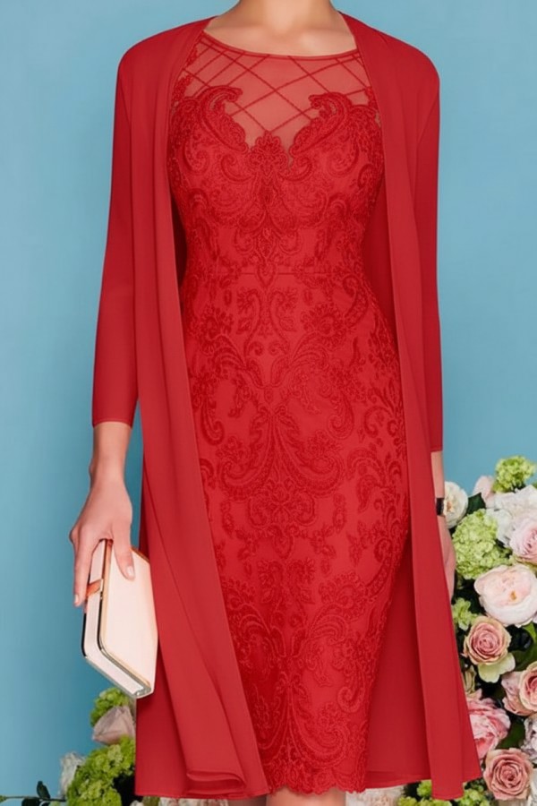 Designer Brautmutterkleider Rosa | 2 Teilige Spitze Kleider Brautmutter