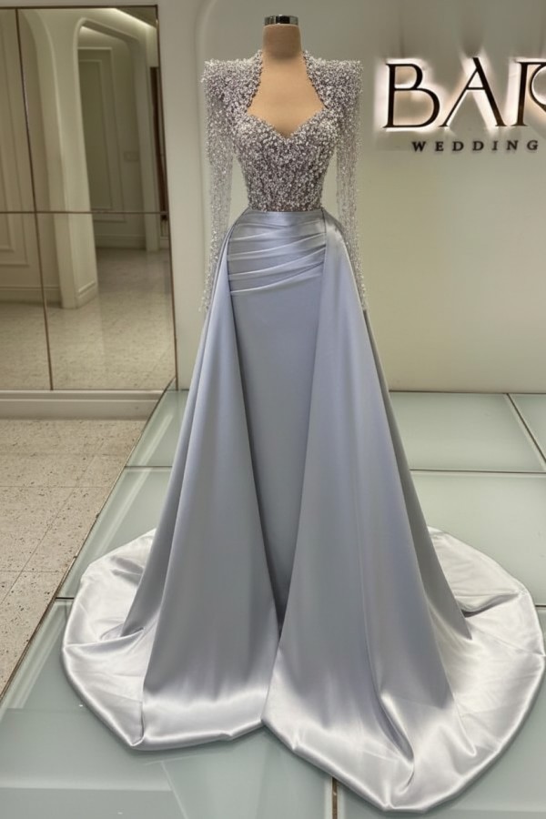 Weiße Abendkleider Mit Ärmel | Abiballkleider Lang Mit Glitzer