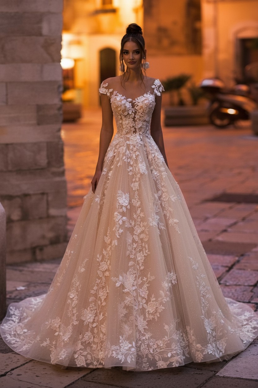 Wunderschöne Hochzeitskleider A Linie | Brautkleider mit Spitze