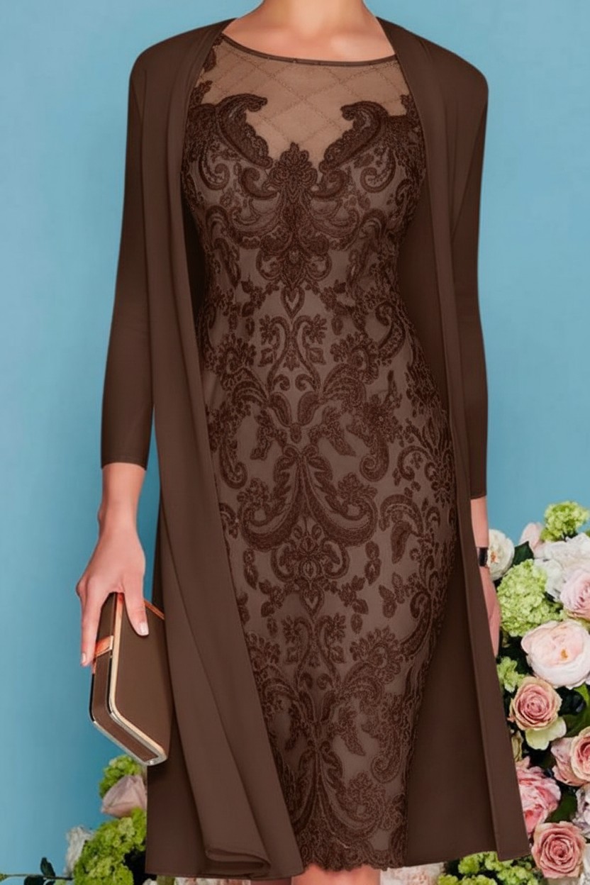 Designer Brautmutterkleider Rosa | 2 Teilige Spitze Kleider Brautmutter