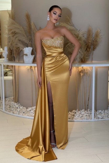 Sage Abendkleider Lang Günstig | Abiballkleider mit Glitzer