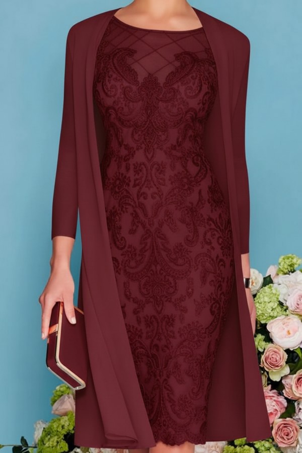 Designer Brautmutterkleider Rosa | 2 Teilige Spitze Kleider Brautmutter