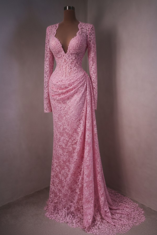 Elegante Abendkleider Lang Himmer Blau Ballkleider mit Ärmel