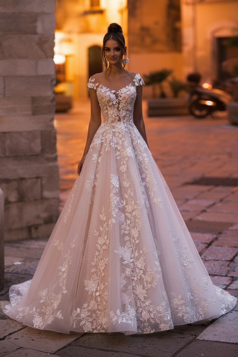Wunderschöne Hochzeitskleider A Linie | Brautkleider mit Spitze