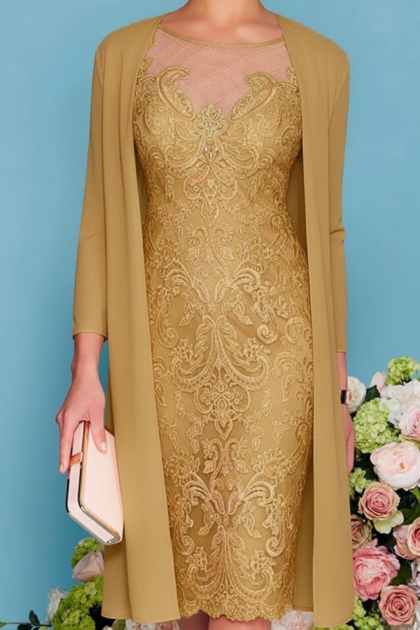 Designer Brautmutterkleider Rosa | 2 Teilige Spitze Kleider Brautmutter