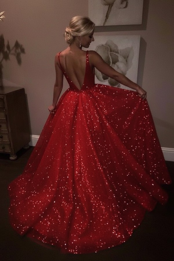 Elegante Abendkleider Lang Weiß Pailletten A Line Abiballkleider Günstig Online