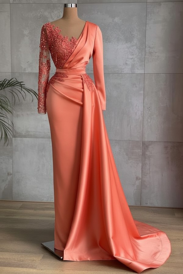 Rote Abendkleider Mit Ärmel | Abiballkleider Lang Günstig