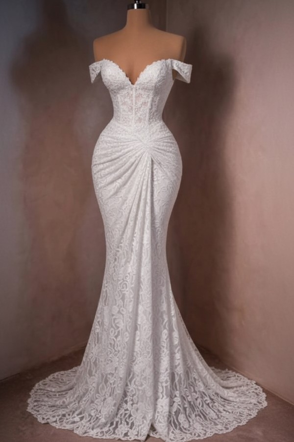 Sexy Abendkleid Lang Rot Spitze Ballkleider Meerjungfrau