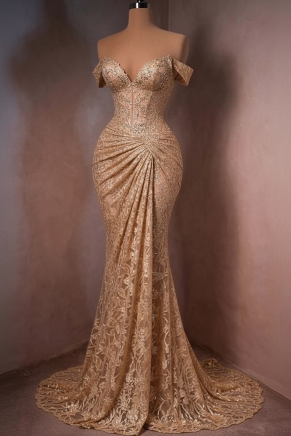 Sexy Abendkleid Lang Rot Spitze Ballkleider Meerjungfrau