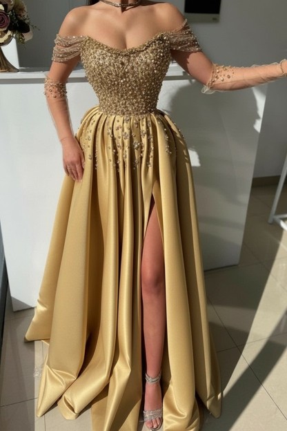 Schöne Abendkleider Lang Dusty Rosa | Abiballkleider mit Glitzer