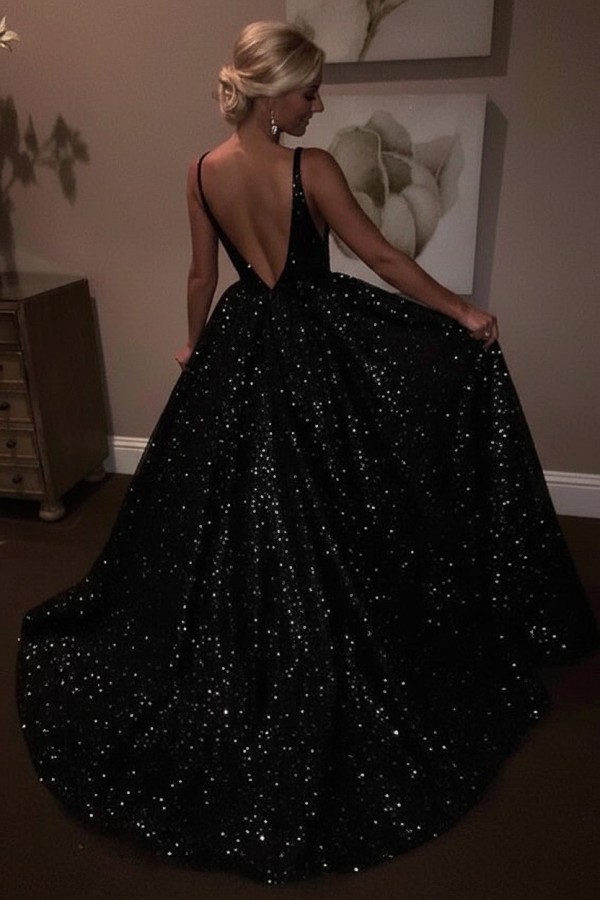 Elegante Abendkleider Lang Weiß Pailletten A Line Abiballkleider Günstig Online