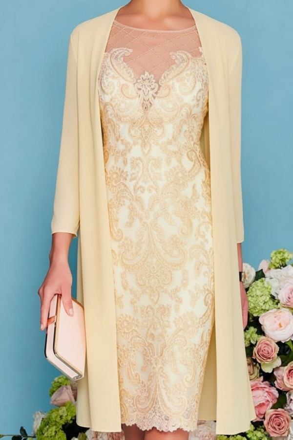 Designer Brautmutterkleider Rosa | 2 Teilige Spitze Kleider Brautmutter