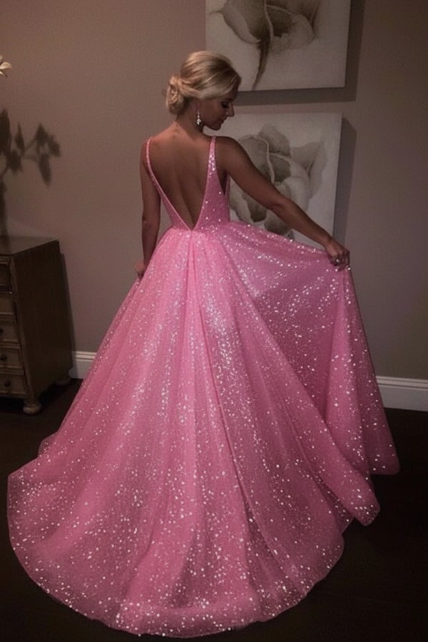 Elegante Abendkleider Lang Weiß Pailletten A Line Abiballkleider Günstig Online