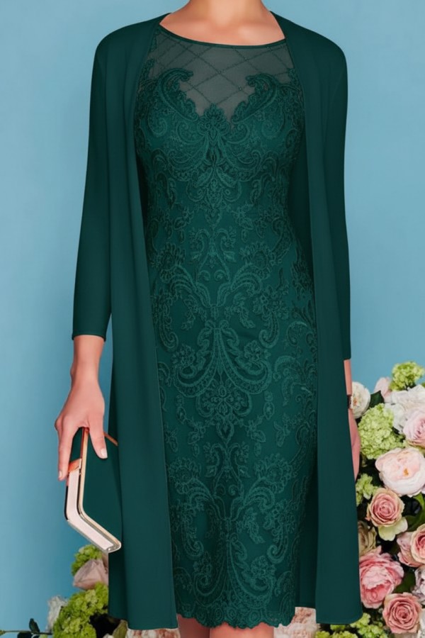 Designer Brautmutterkleider Rosa | 2 Teilige Spitze Kleider Brautmutter
