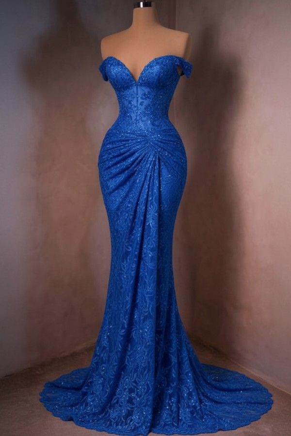 Sexy Abendkleid Lang Rot Spitze Ballkleider Meerjungfrau