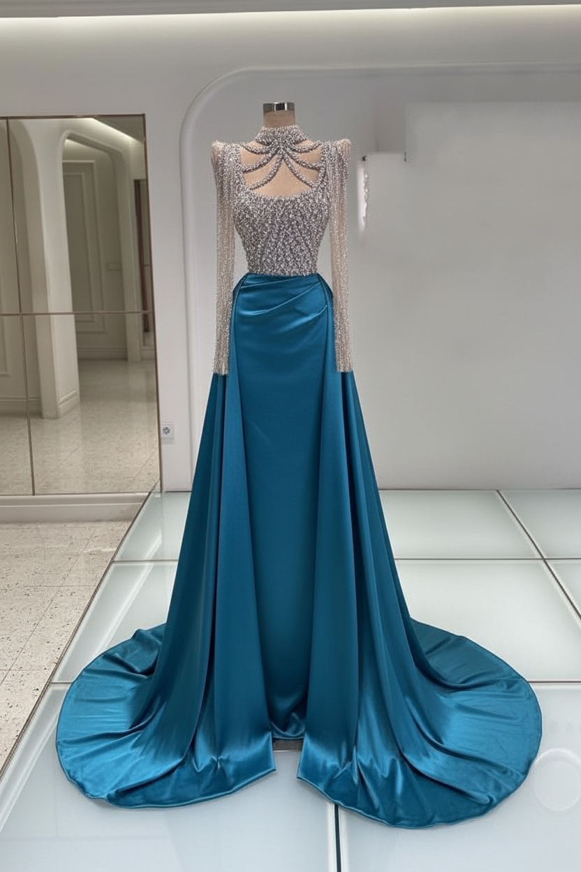Schwarzes Abendkleid Lang Mit Ärmel Ballkleider Abiballkleider Online