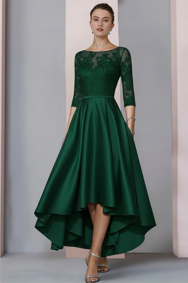 Schwarzes Brautmutterkleid Kurz | Brautmutterkleider mit Ärmel