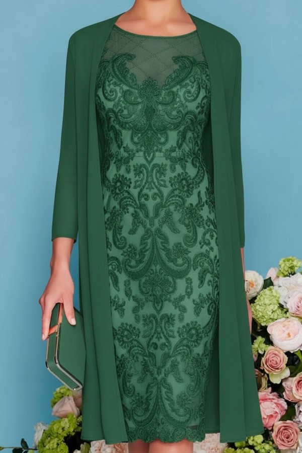 Designer Brautmutterkleider Rosa | 2 Teilige Spitze Kleider Brautmutter