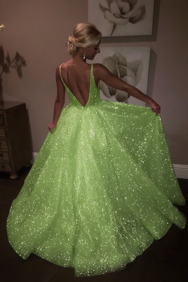 Elegante Abendkleider Lang Weiß Pailletten A Line Abiballkleider Günstig Online