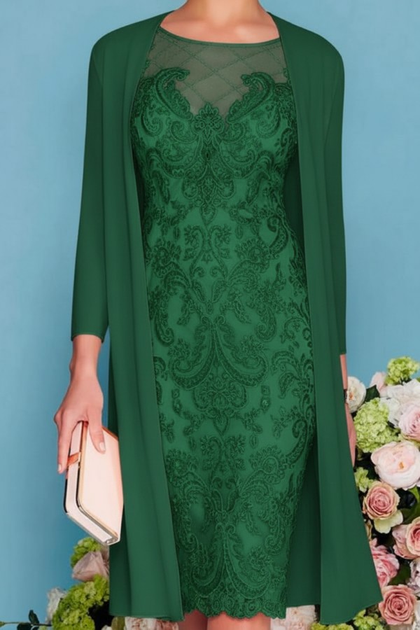 Designer Brautmutterkleider Rosa | 2 Teilige Spitze Kleider Brautmutter
