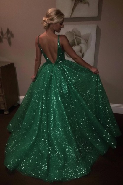 Elegante Abendkleider Lang Weiß Pailletten A Line Abiballkleider Günstig Online