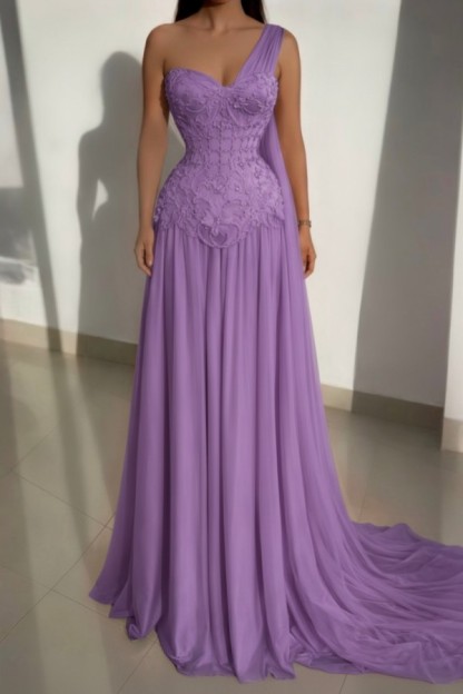 Schöne Abendkleider Lang Rosa Ballkleider mit Spitze