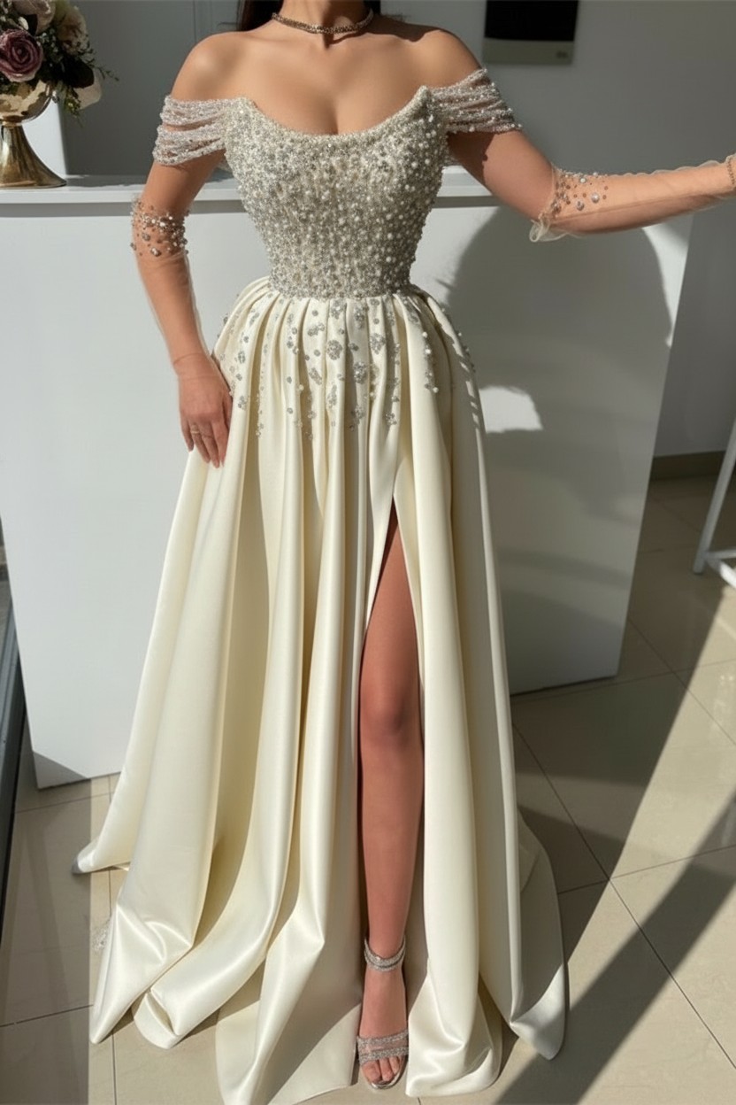 Schöne Abendkleider Lang Dusty Rosa | Abiballkleider mit Glitzer