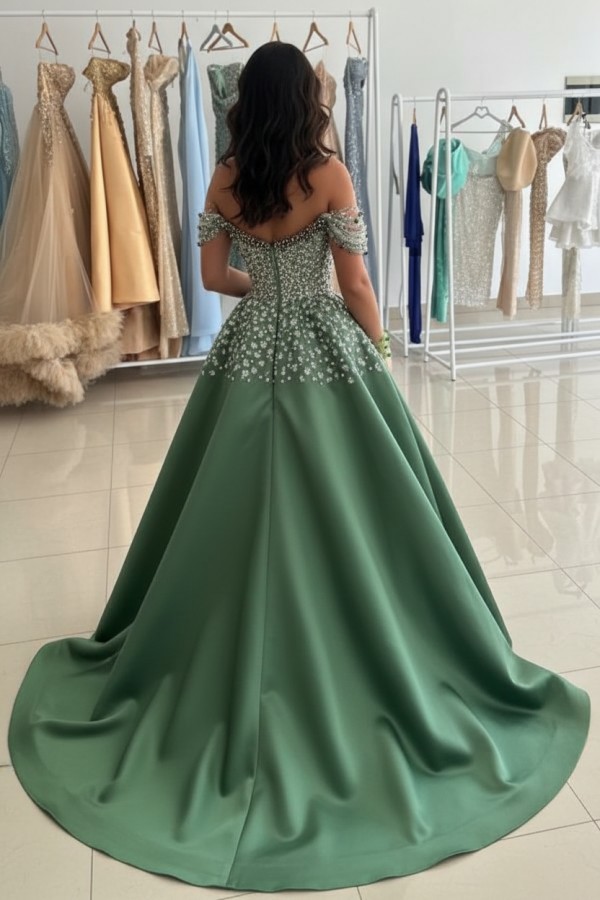 Grüne Abendkleider Lang Glitzer Ballkleider Abiballkleider Online