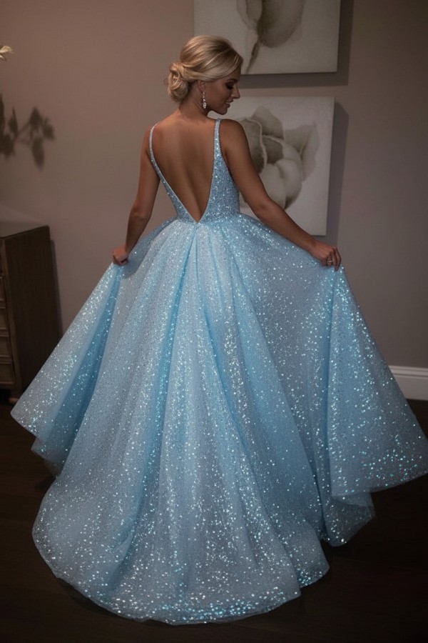 Elegante Abendkleider Lang Weiß Pailletten A Line Abiballkleider Günstig Online