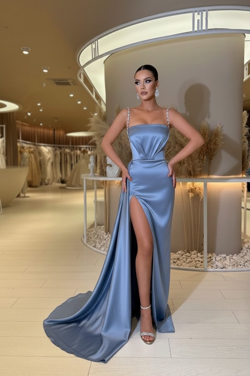 Designer Abendkleider Lang Grün | Abiballkleider mit Glitzer