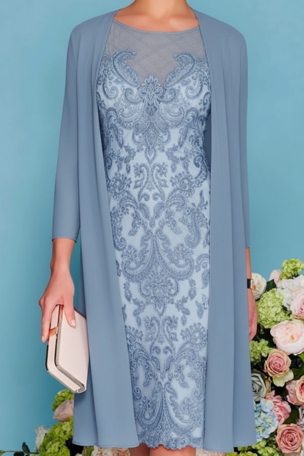 Designer Brautmutterkleider Rosa | 2 Teilige Spitze Kleider Brautmutter