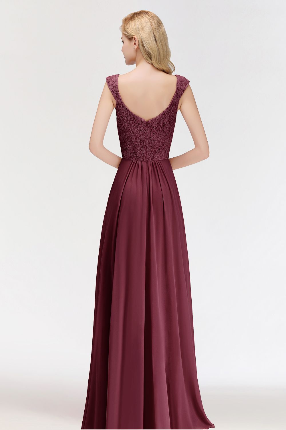 Fashion Brautjungfernkleider Rosa Spitze Chiffon Lang Altrosa Kleider Brautjungfer-Misshow.de