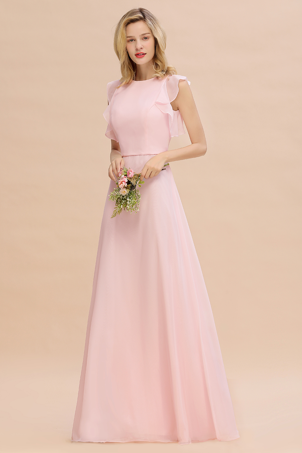 Rosa Bruatjungfernkleider Chiffon | Kleider Brautjungfer Günstig-Misshow.de