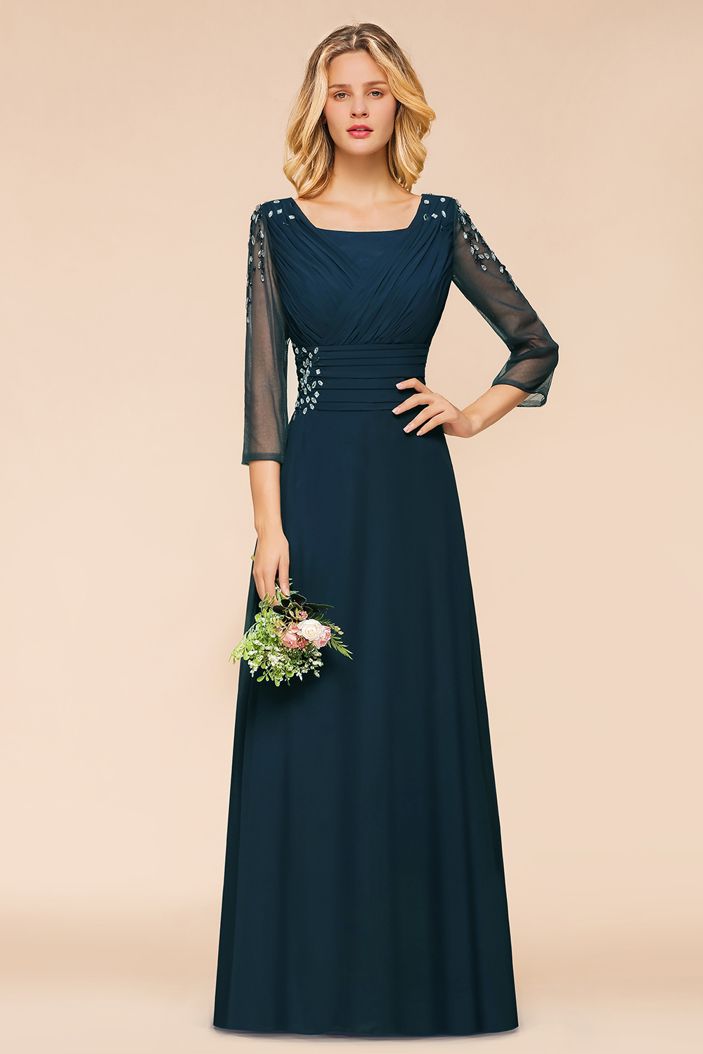 Brautjungfernkleider Mit Ärmel | Chiffon Brautjungfernkleid Lang Günstig