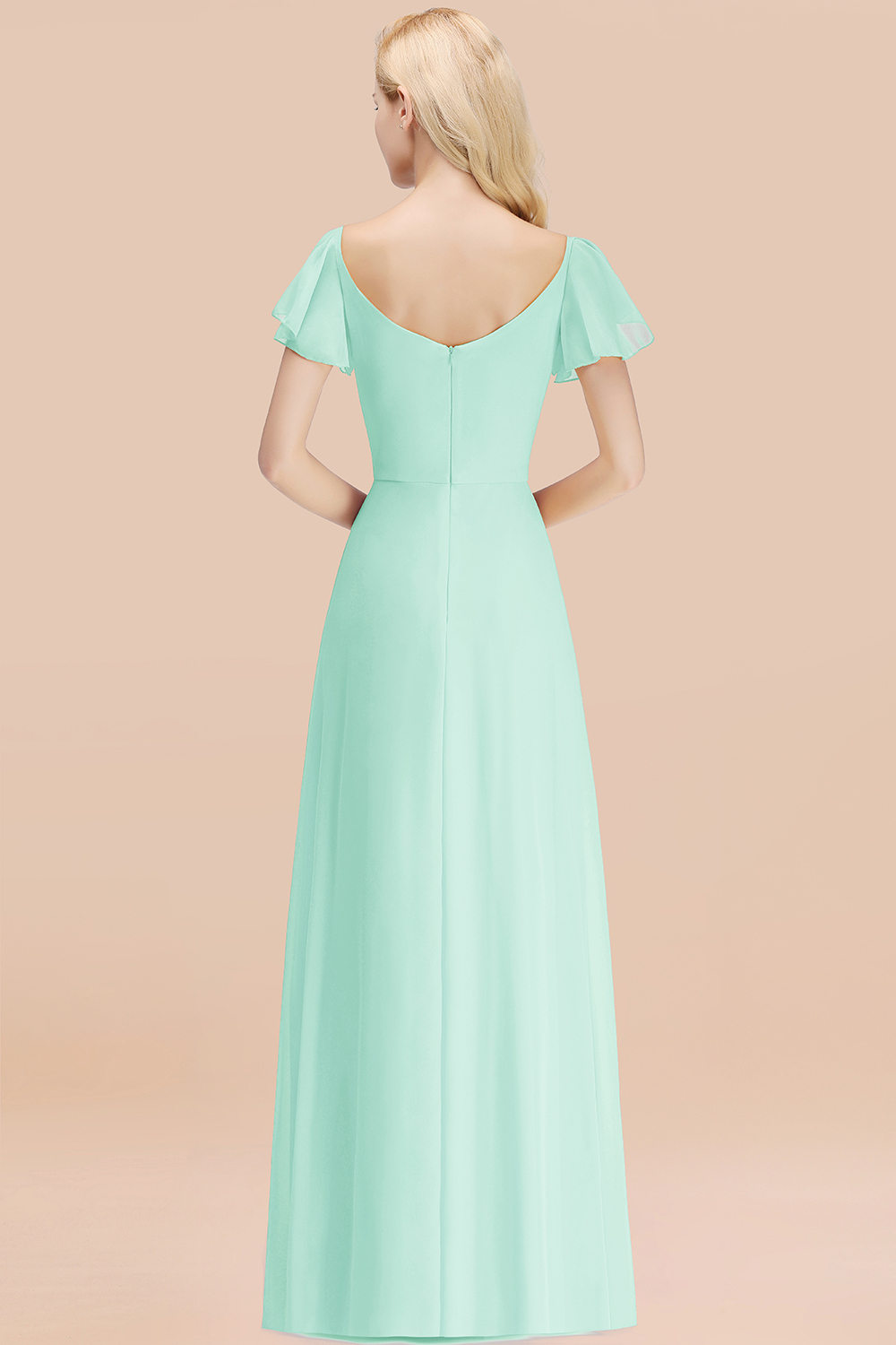 Vintage Brautjungfernkleider Lang Chiffon Brautjungfer Kleid Gelb