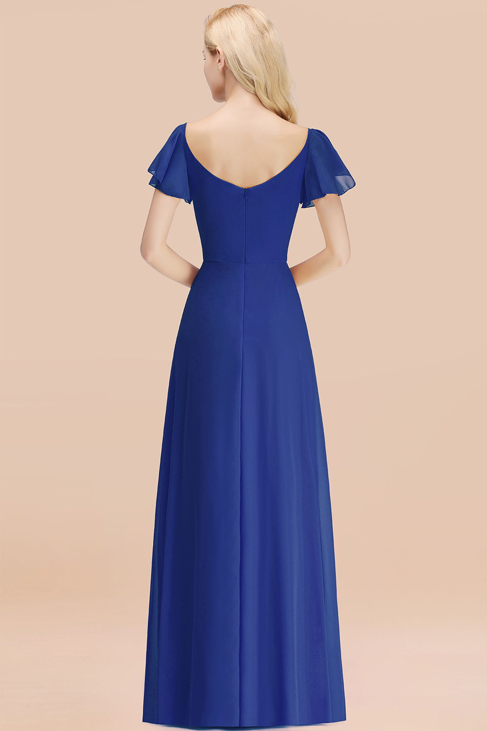 Vintage Brautjungfernkleider Lang Chiffon Brautjungfer Kleid Gelb