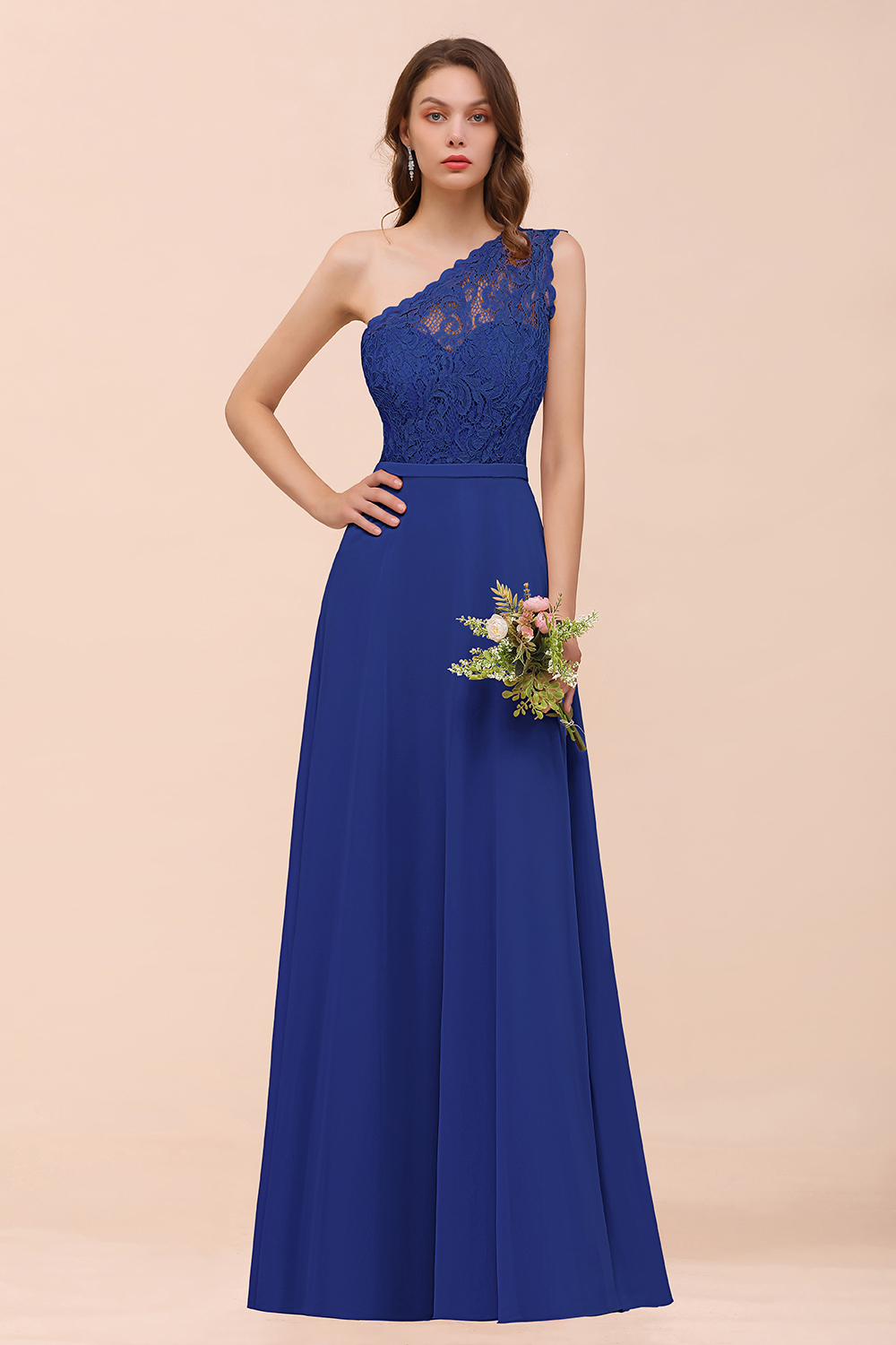 Brautjungfernkleider Lang Altrosa | Chiffon Brautjungfernkleid Günstig-Misshow.de