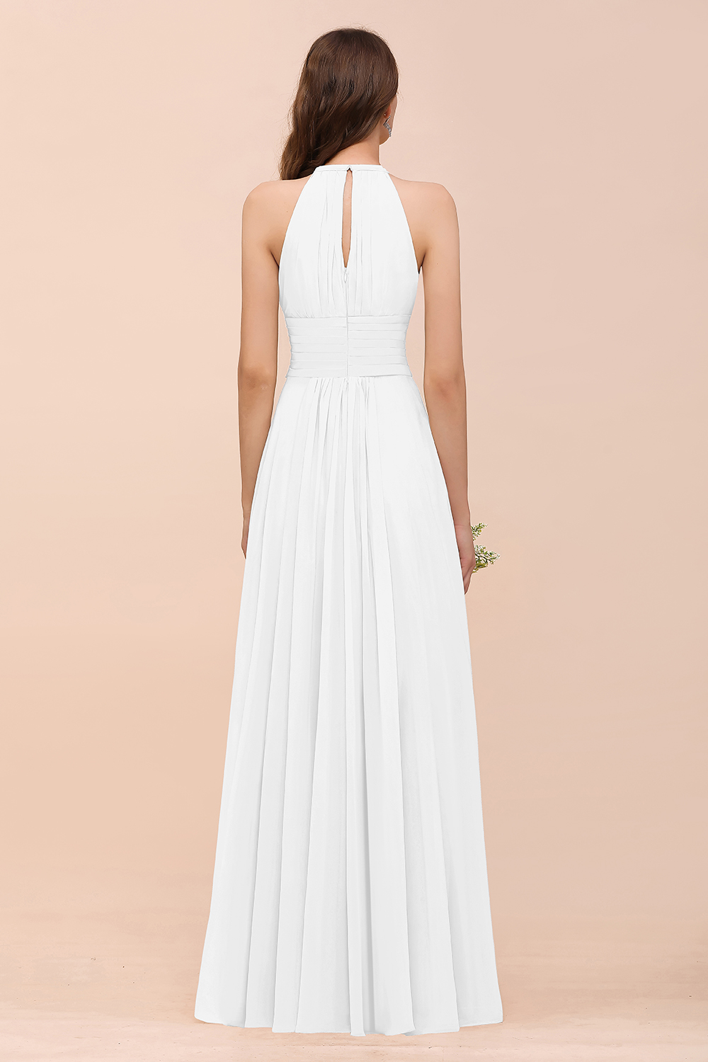 Champagne Brautjungfernkleider Lang Chiffon | Günstiges Brautjungfernkleid-Misshow.de